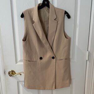 Tan Double-Breasted Sleeveless Blazer GU Japan size medium
